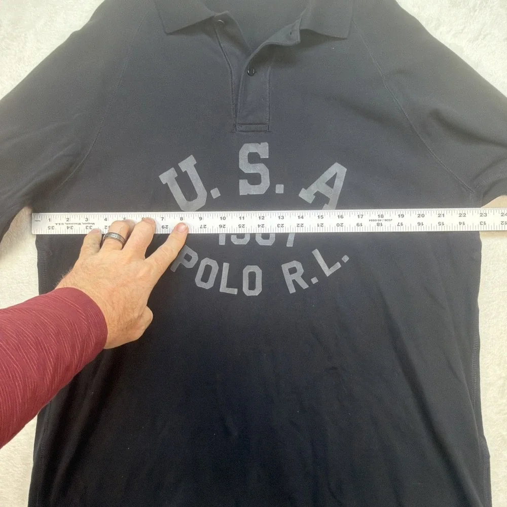 Polo Ralph Lauren Polo Shirt USA 1967‎ Graphic Black Preppy Mens LT Americana